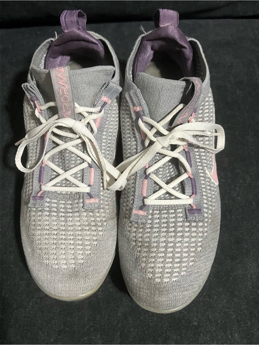 Nike Women's Gray Knit Athletic Sneakers with Pink & Purple Accents